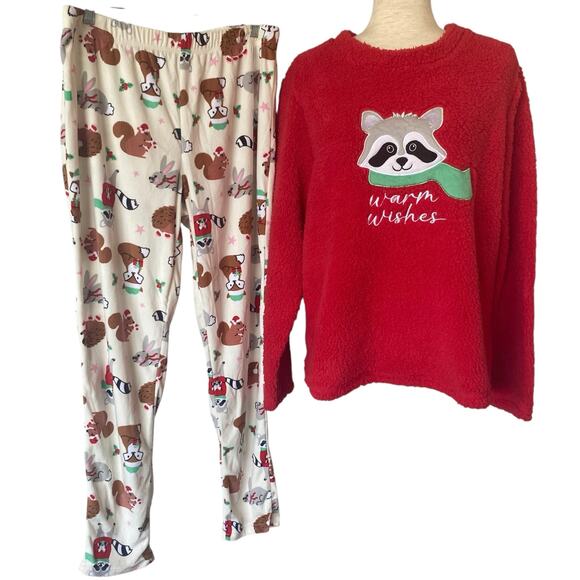 HOLIDAY TIME NWOT "Warm Wishes" Graphic Holiday Print Loungewear Set Size Medium - Picture 1 of 5